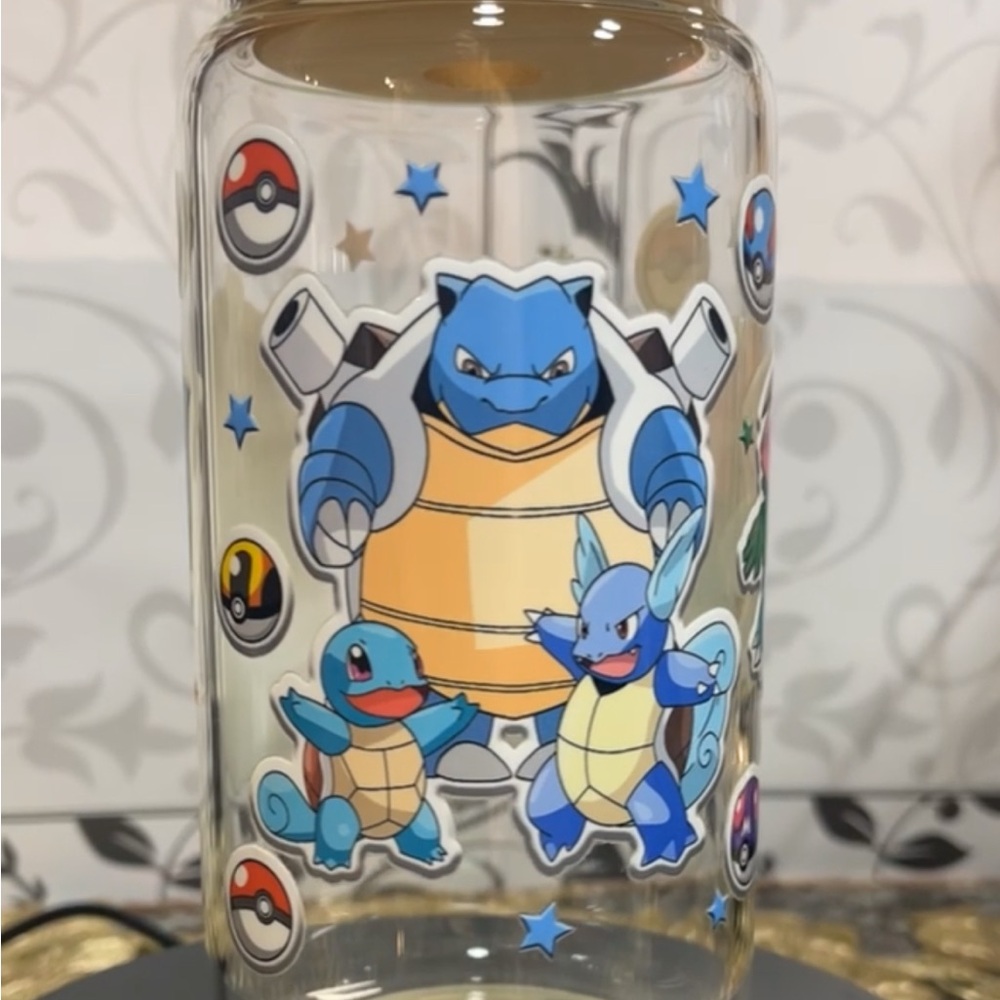 16 oz. Pokemon Glass Can Cup with Blastoise and Squirtle